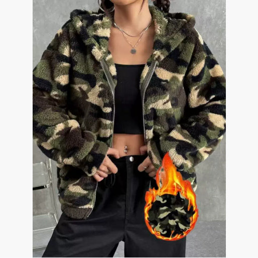 Elevate Your Style with the Women's Casual Camouflage Hooded Jacket