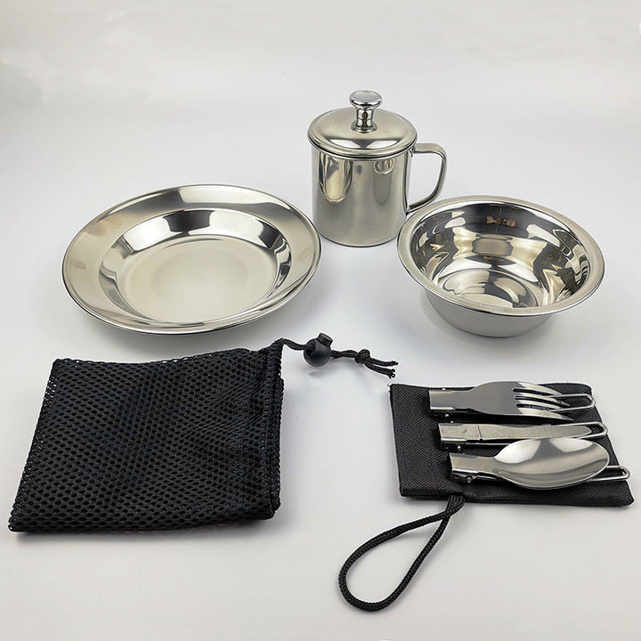 Elevate Your Outdoor Dining Experience with Our Stainless Steel Tableware Set