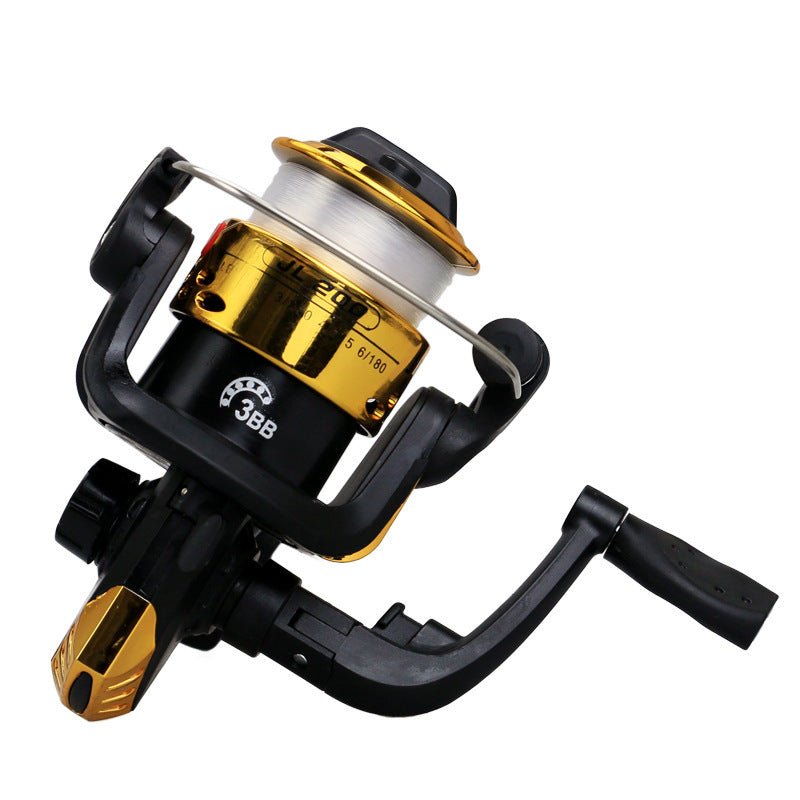 Spinning wheel fishing reel folding handle