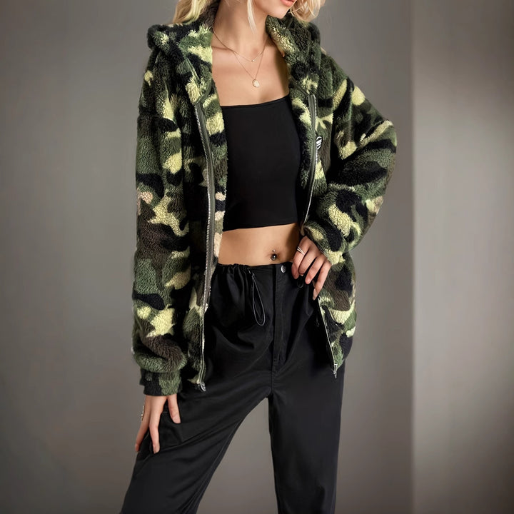 Women's Casual Camouflage Hooded Jacket