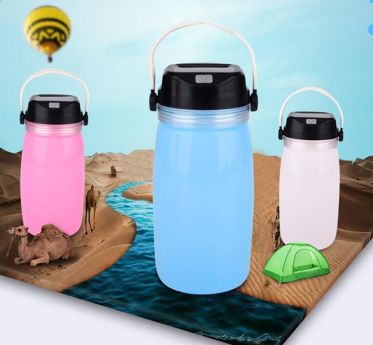 Portable Solar Silicone Lantern Bottle Light USB