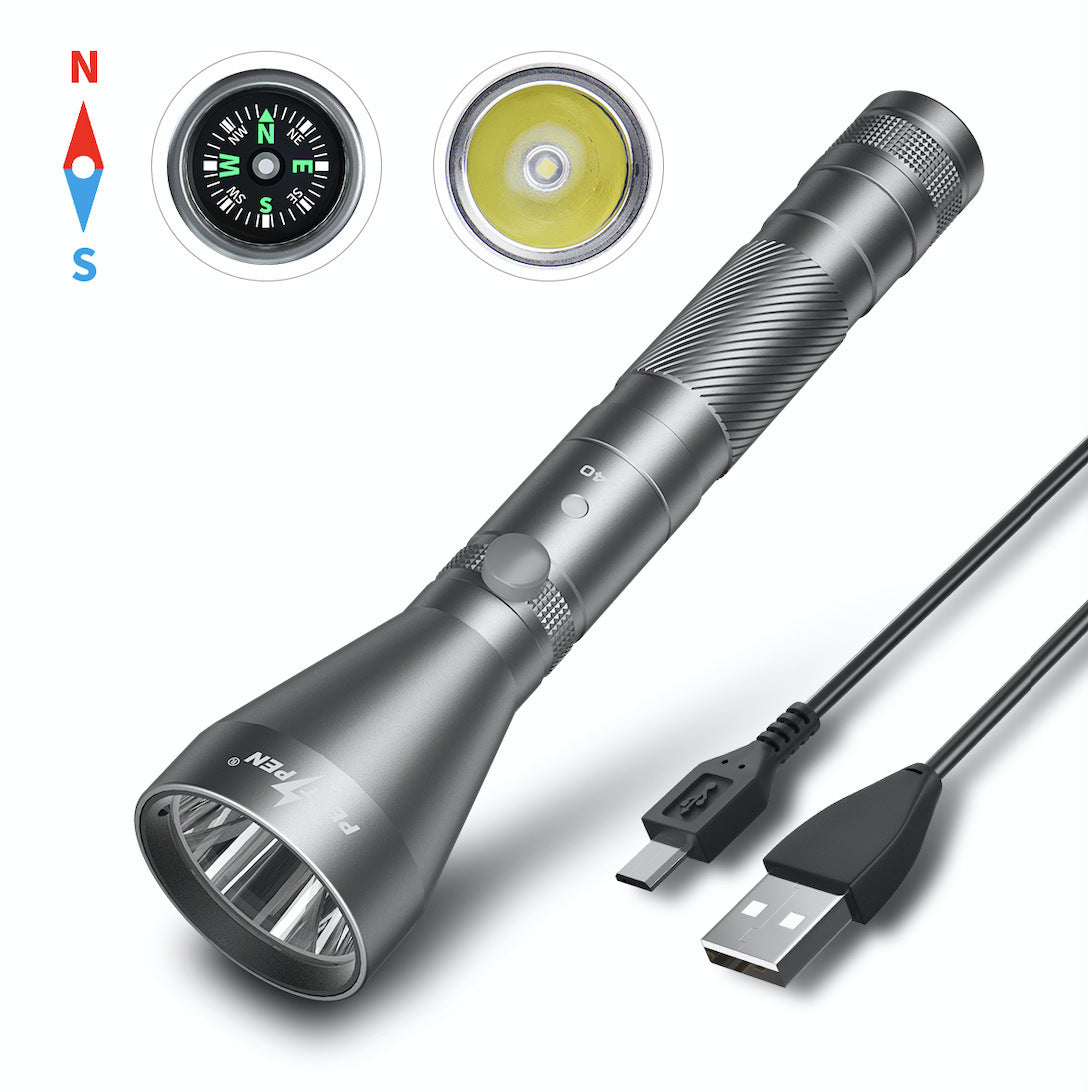Long Range Camping Compass Waterproof Portable Flashlight