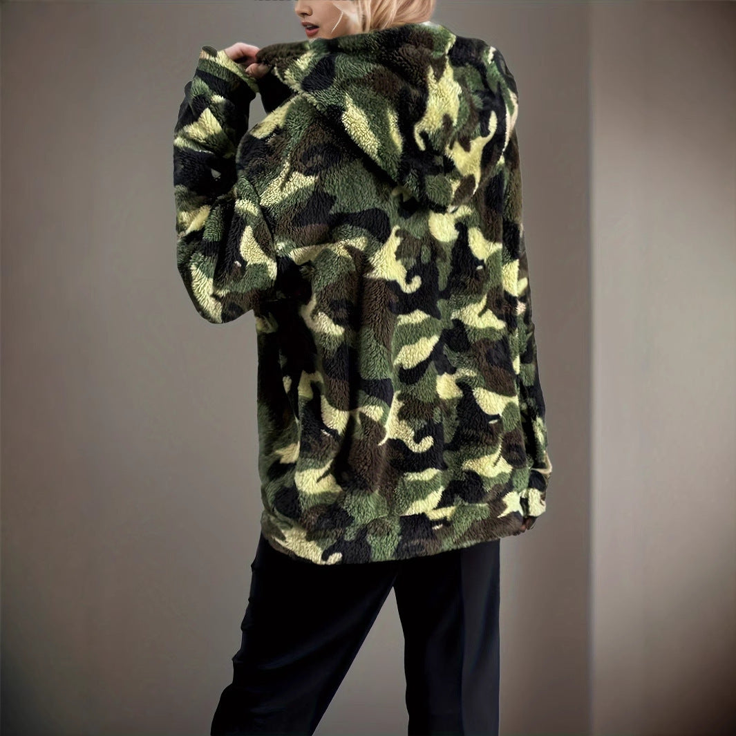 Women's Casual Camouflage Hooded Jacket