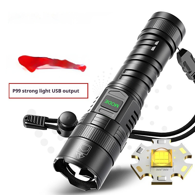 USB Charging Zoom Electric Portable Flashlight